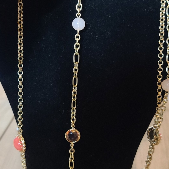 Ann Taylor Pink and Gold Long Chain Necklace - Picture 5 of 6